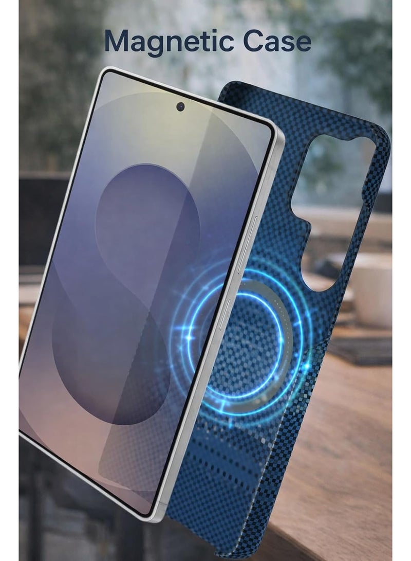 فوني Phoni Ultra Slim Magnetic Case for Samsung Galaxy S25 Ultra, MagSafe-Compatible Magnetic Case, Thin Lightweight Design, Carbon Fiber Style, Raised Camera Protection (Glacier Azure – Blue Carbon) - Image 2